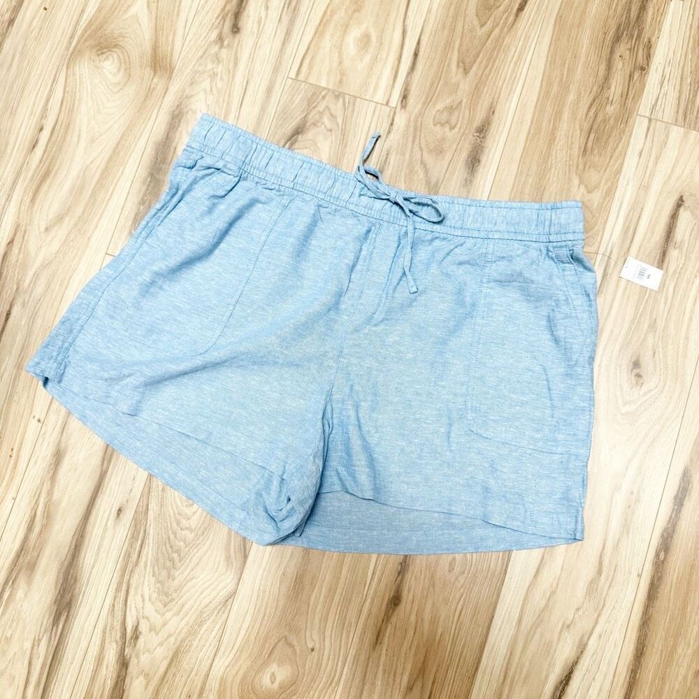 GAP | NWT Light Blue Linen Blend Shorts Elastic Tie Waist Pull On | Size XXL